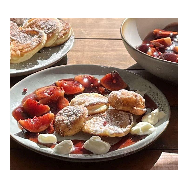 Fluffige Quarkpuffer mit Portwein-Feigen-Kompott