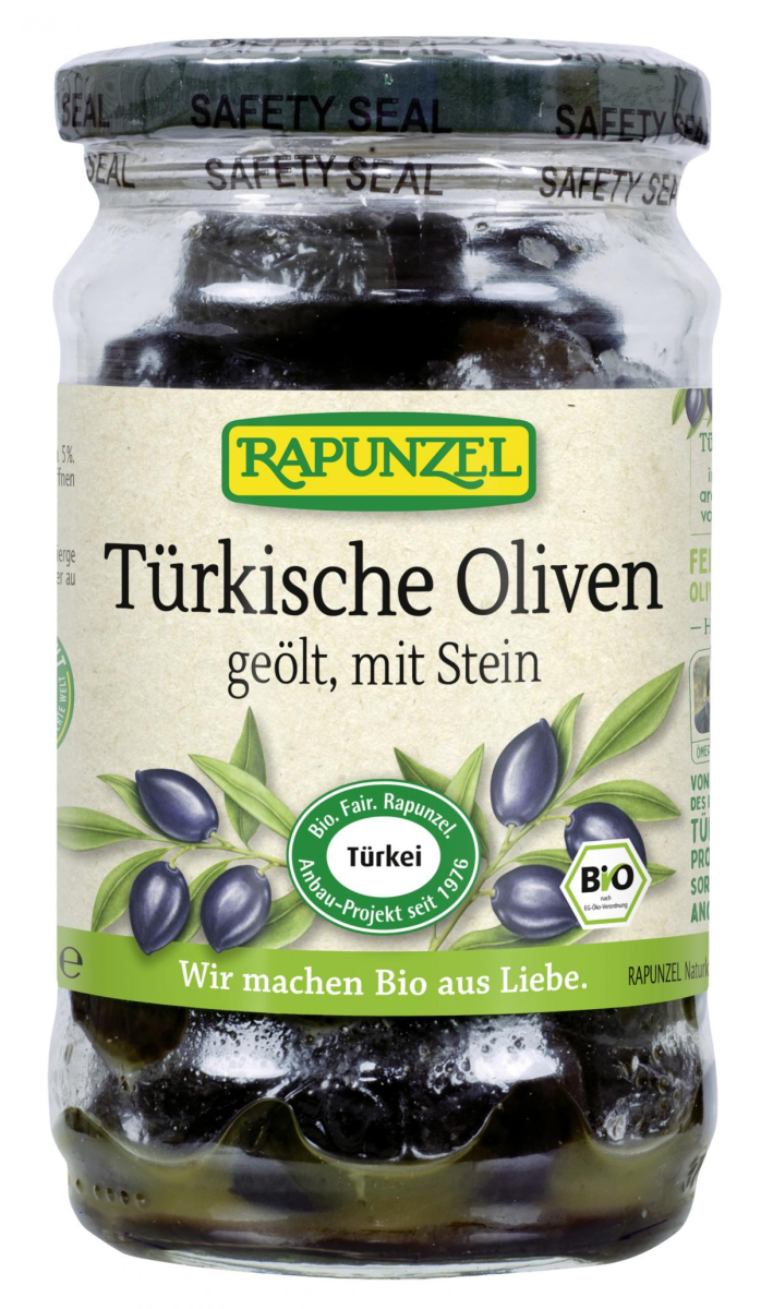 Oliven schwarz mit Stein, geölt 185g RAP