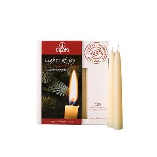 Christbaumkerzen gebleicht 20 Stck (100% Bienenwachs)